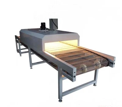 Forno de cura com correia de malha de aço inoxidável, forno de túnel industrial elétrico, pintura de secagem automática e revestimento em pó